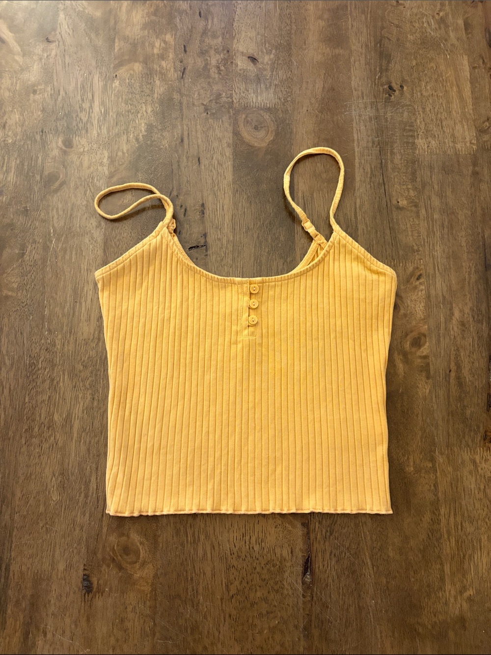 American Eagle Outfitters Ribbed Spaghetti Strap cropped Tank - Mustard Yellow